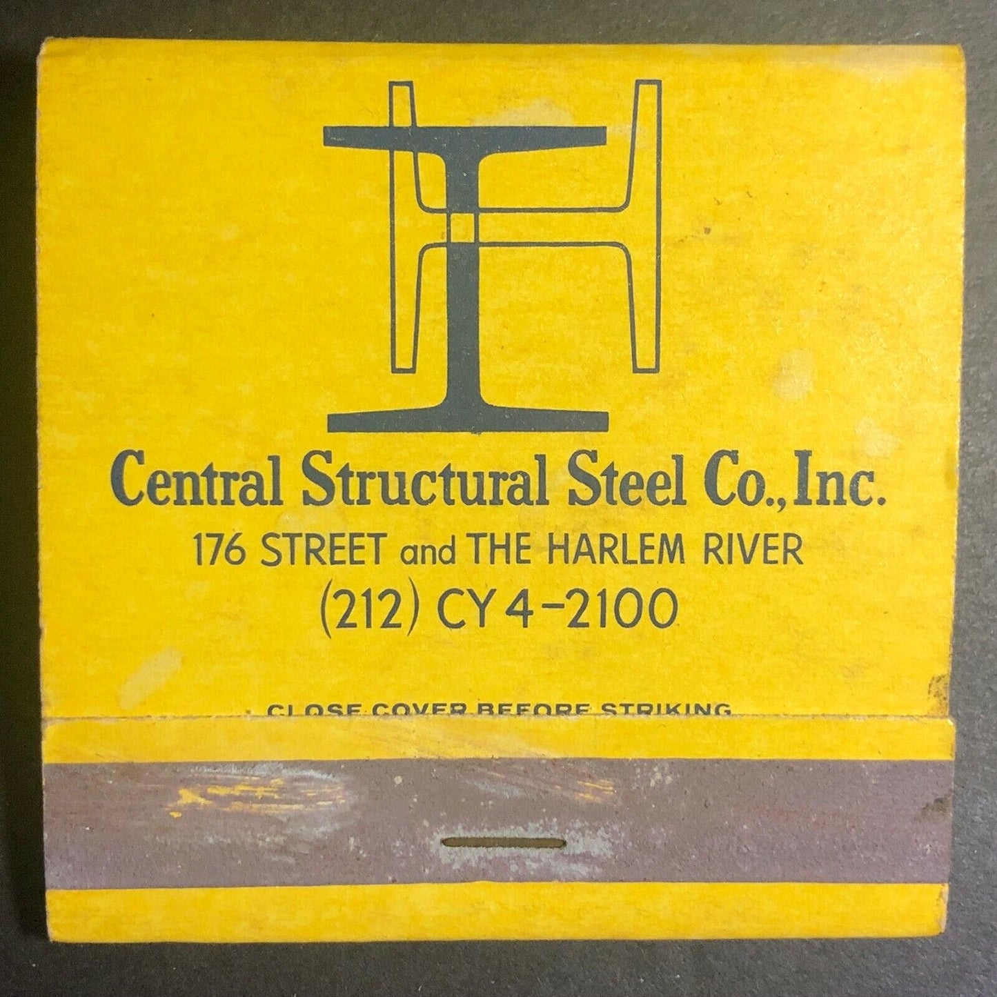Scarce 60's-70's Full Matchbook "Central Structural Steel Co." Bronx, NY