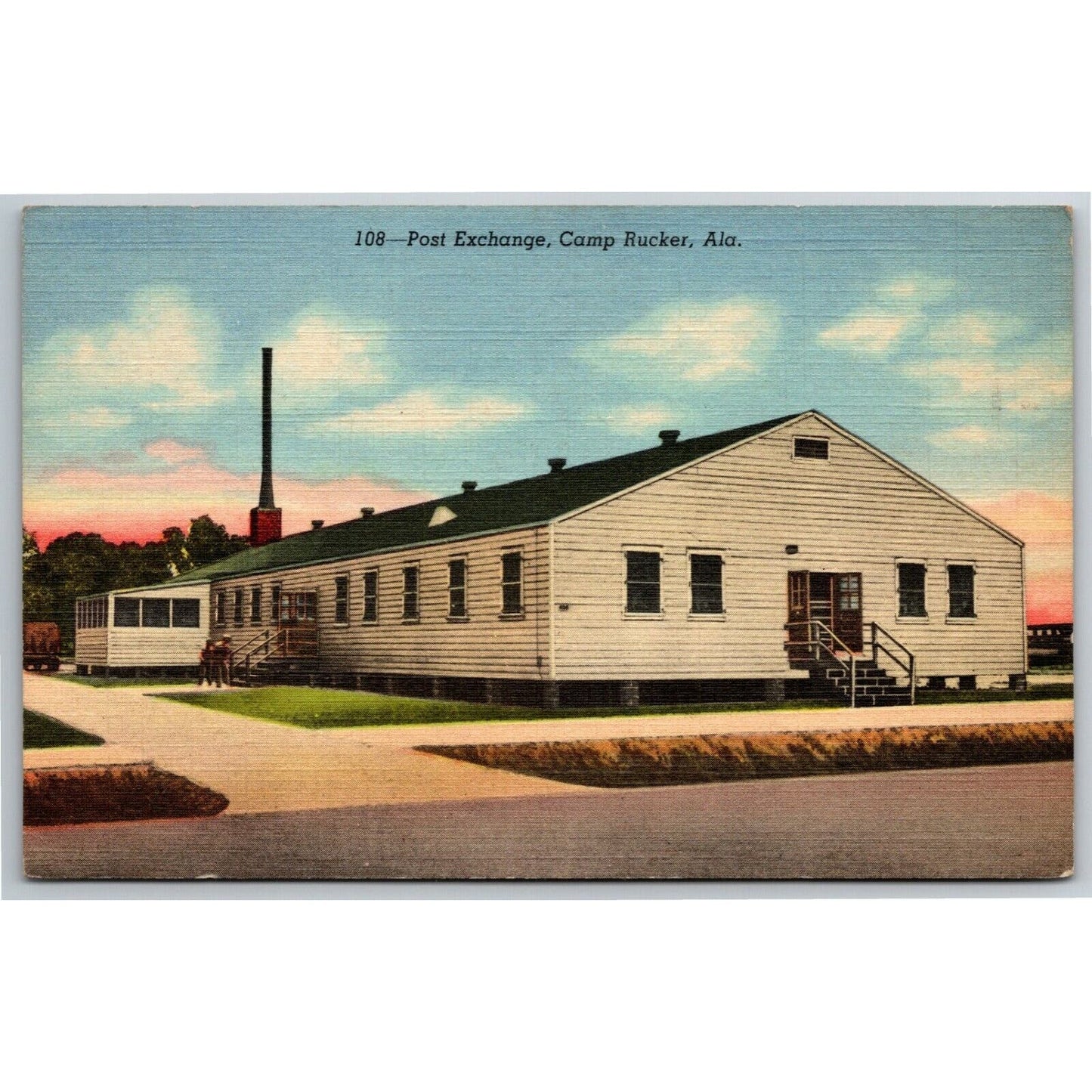 Vintage Linen Postcard Post Exchange, Camp Rucker, Alabama - UNP VGC