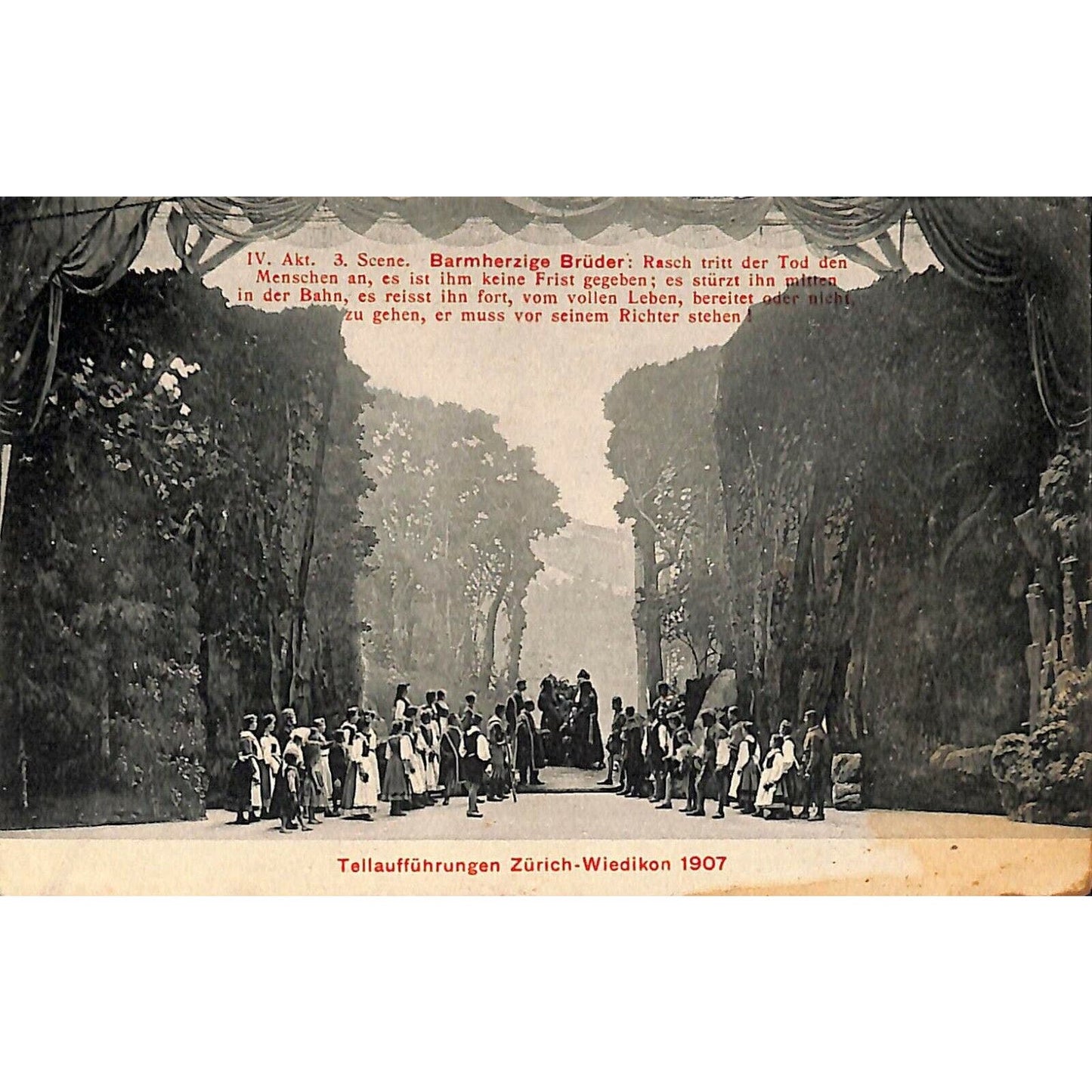 Vintage c1908 Postcard Tallauffuhrungrn Zurich-Wiedikon 1907 Opera