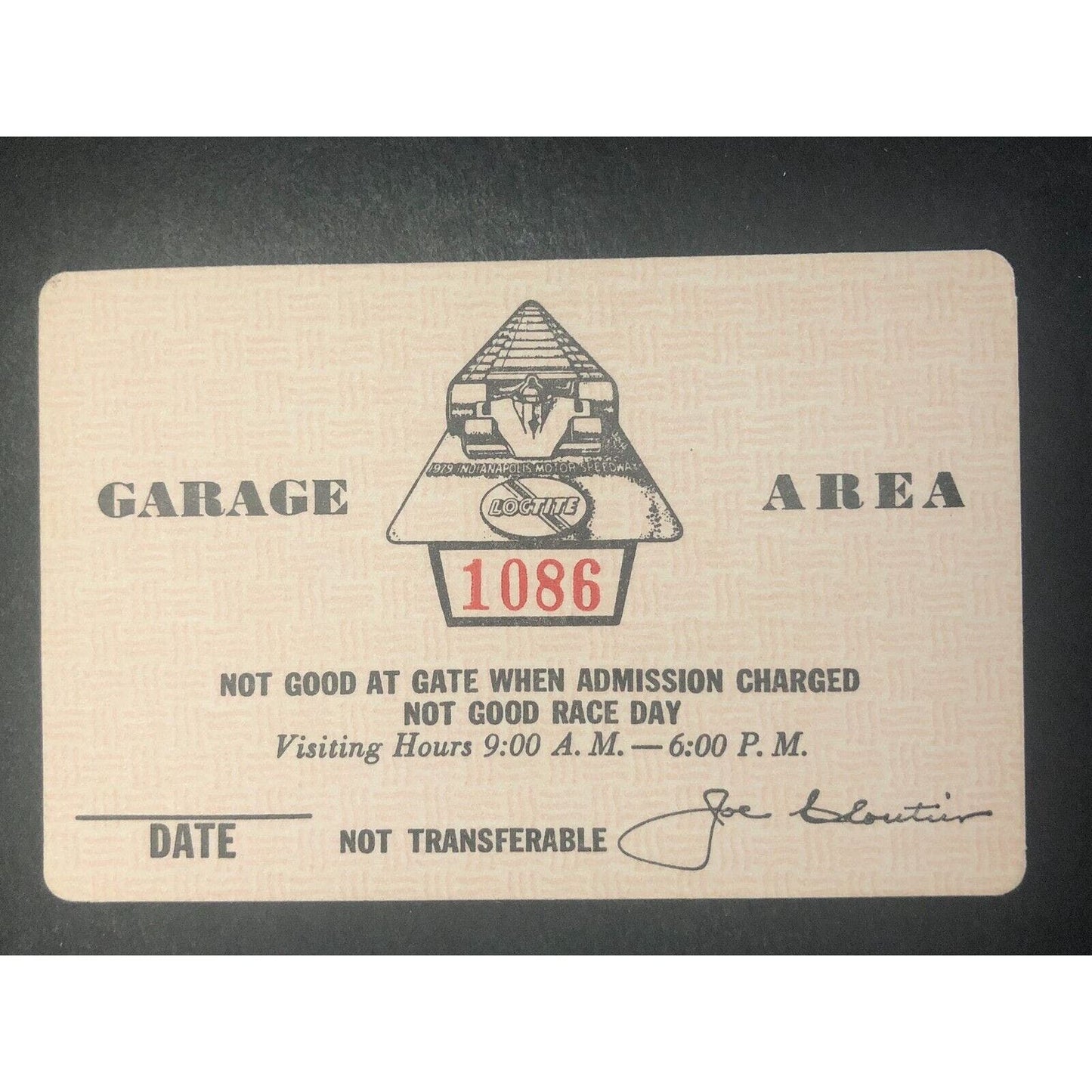 Indianapolis Motor Speedway IMS 1979 Garage Area Pass - Unused #1086