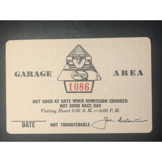 Indianapolis Motor Speedway IMS 1979 Garage Area Pass - Unused #1086