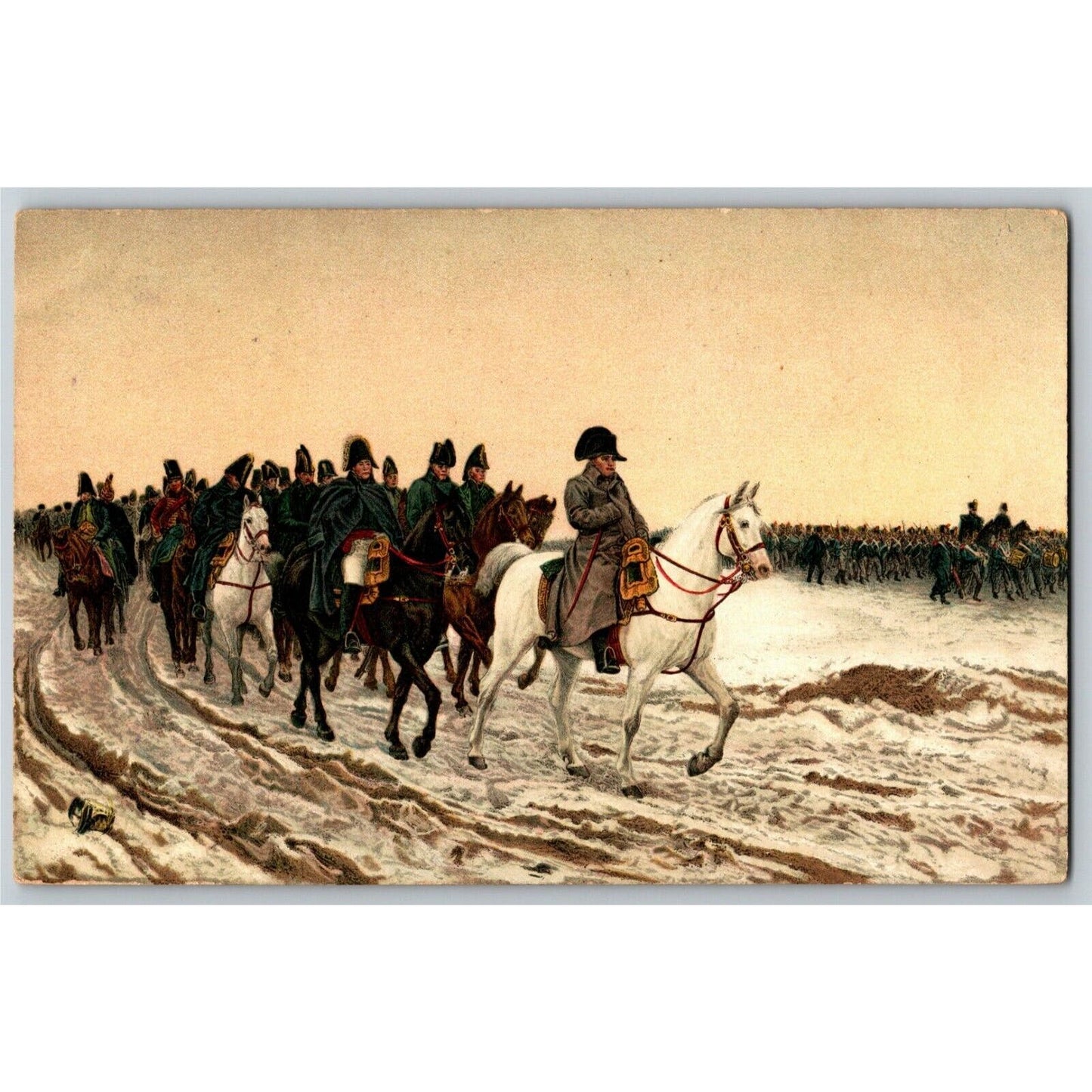c1907-16 Postcard Napoleon Leading Soldiers on Horseback "1812"