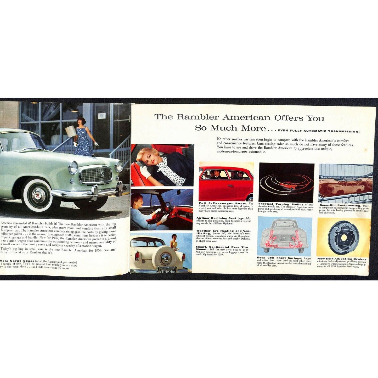 1959 Rambler American Single Sheet Fold-Out Brochure w/ 6 Panels