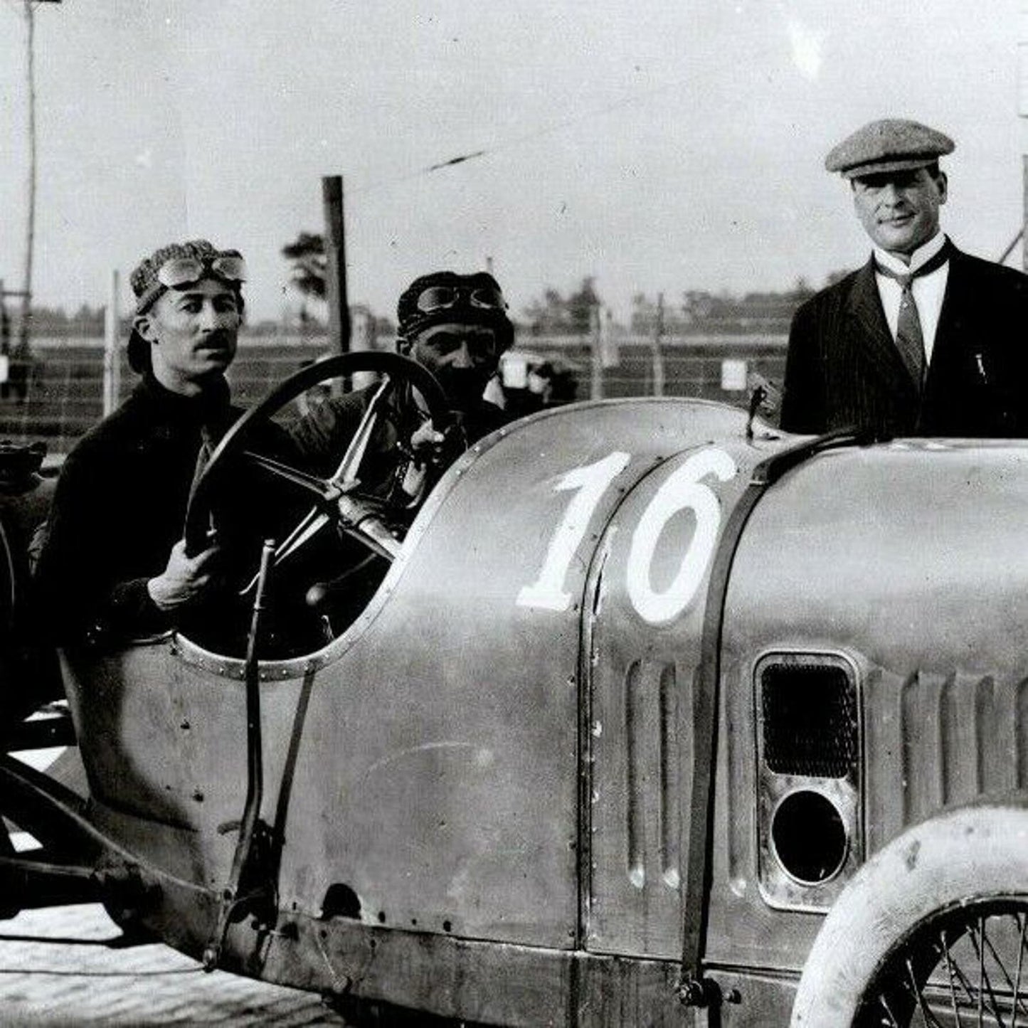 Jules Goux Indy 500 Winner 1913 - 8 x 10 Glossy B&W Photograph VGC - Stamped