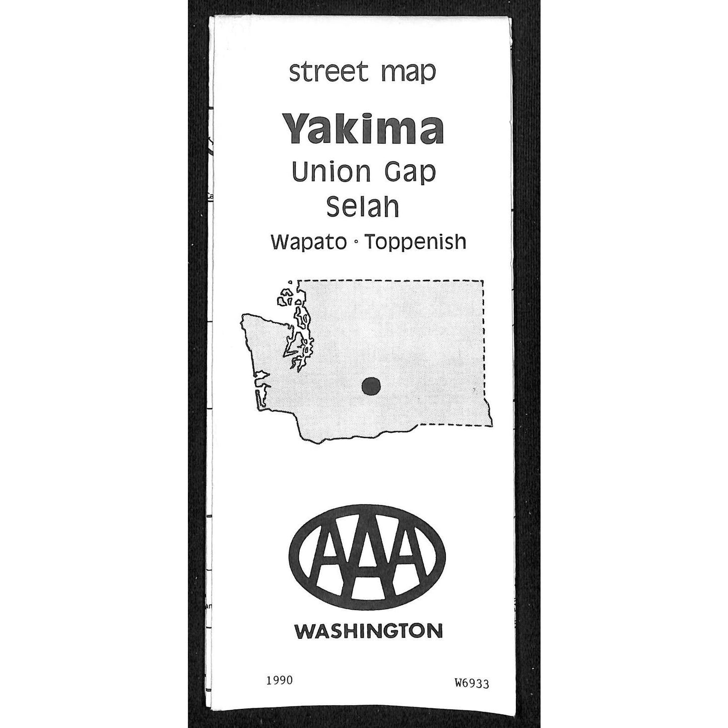 Yakima Union Gap Selah Wapato Toppenish Washington AAA Street Map VGC