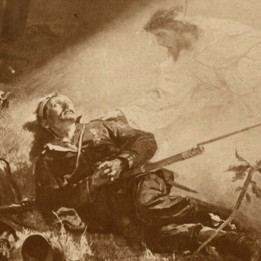 c1914-18 Russian Military Art (Not a Postcard?) - "God" Soldier Sees the Light