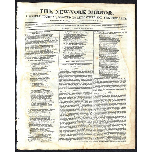New-York Mirror Weekly Journal Literature Fine Arts Newspaper 3/13/31 8pp