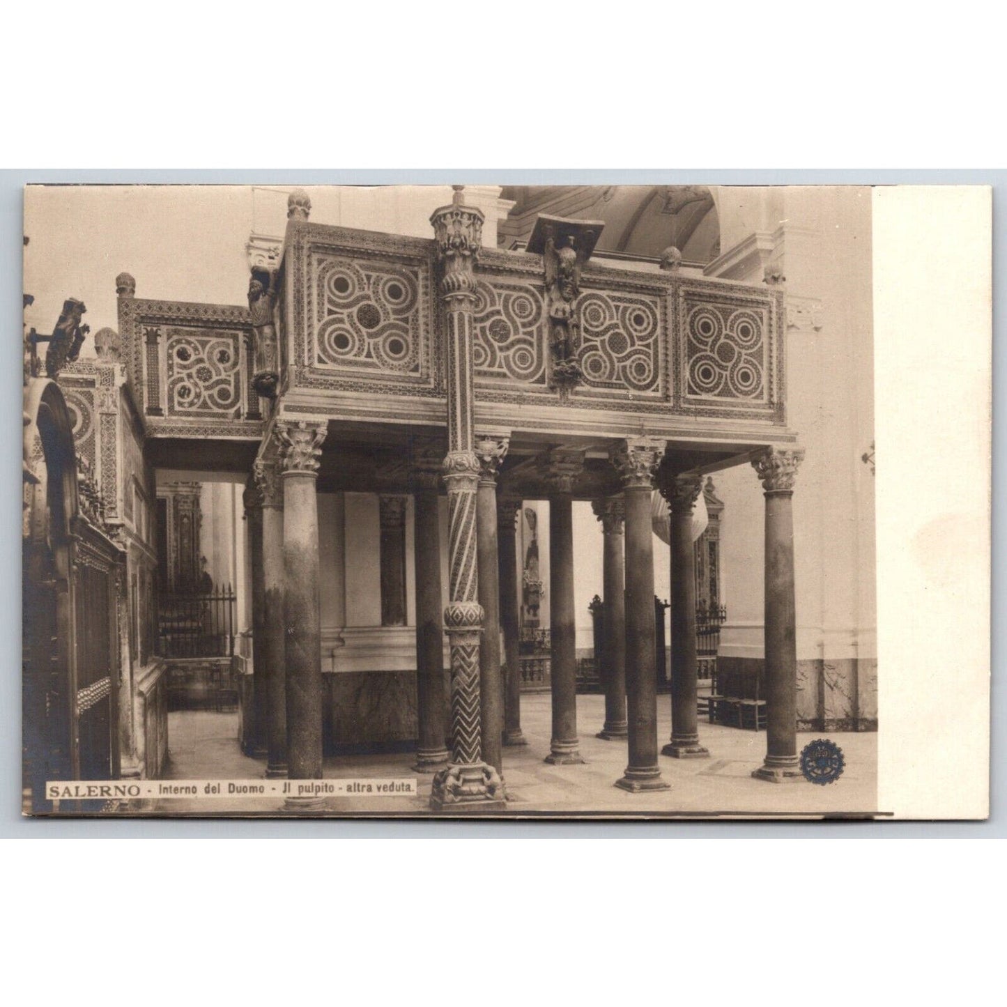 Italian Postcard Salerno Cathedral Pulpit "Another View" 1901-1907 NP VGC