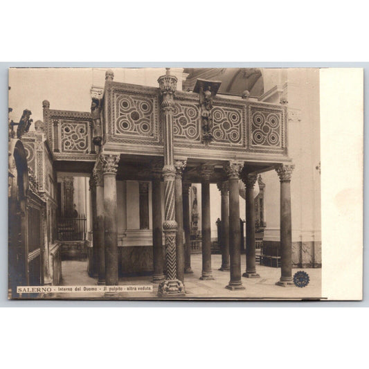 Italian Postcard Salerno Cathedral Pulpit "Another View" 1901-1907 NP VGC