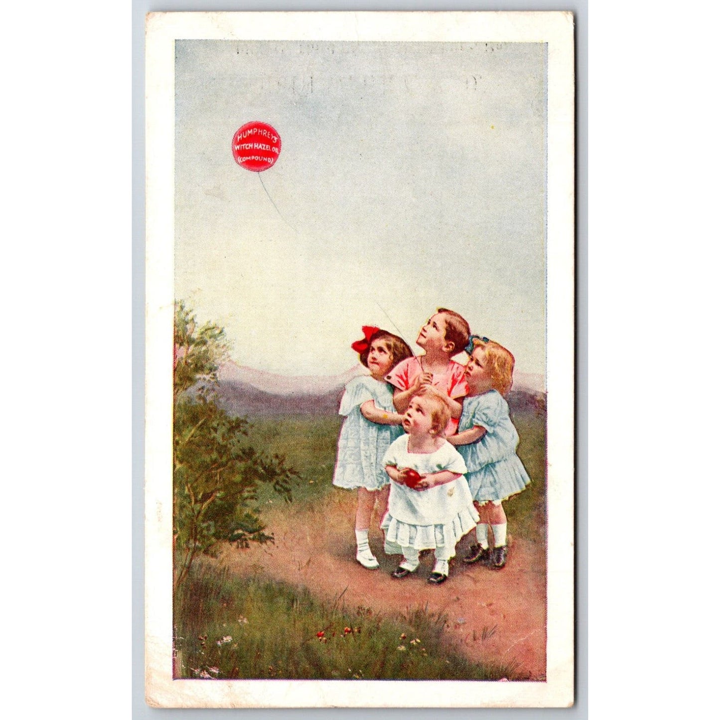 Humphrey's Witch Hazel Ointment Adv. Postcard Kids Red Balloon c1916-20's