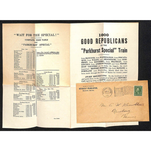 Newburgh, ME Amos W. Knowlton* 1916 "1000 Good Republicans"** Parkhurst Train