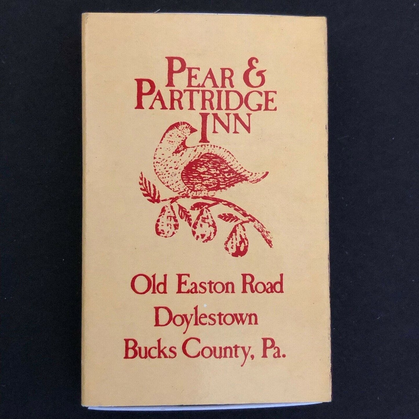 c1970's-80's Wooden Matchbox Matchbook "Pear & Partridge Inn" Bucks County, PA