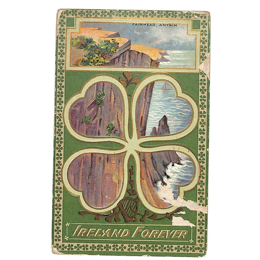 Ireland Forever Postcard Fairhead, Antrim / Clover Cliff Wakefield, MASS 1911 PM