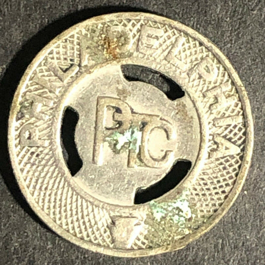 c1940's Brass Good For One Fare Transit Token Philadelphia PTC 16mm (1859)
