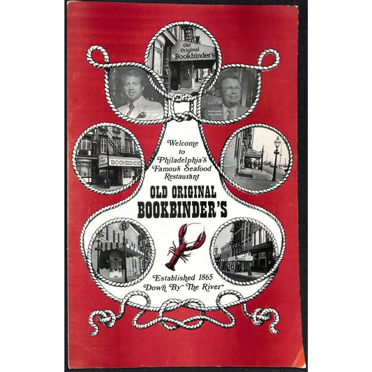Bookbinder's Menu 1977 Large Restaurant Philadelphia w/ Multi-View Photo Cover