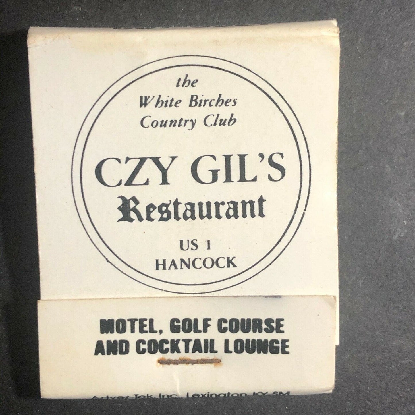 Vintage 1980's Full Matchbook - CZY Gil's Restaurant - Hancock, ME