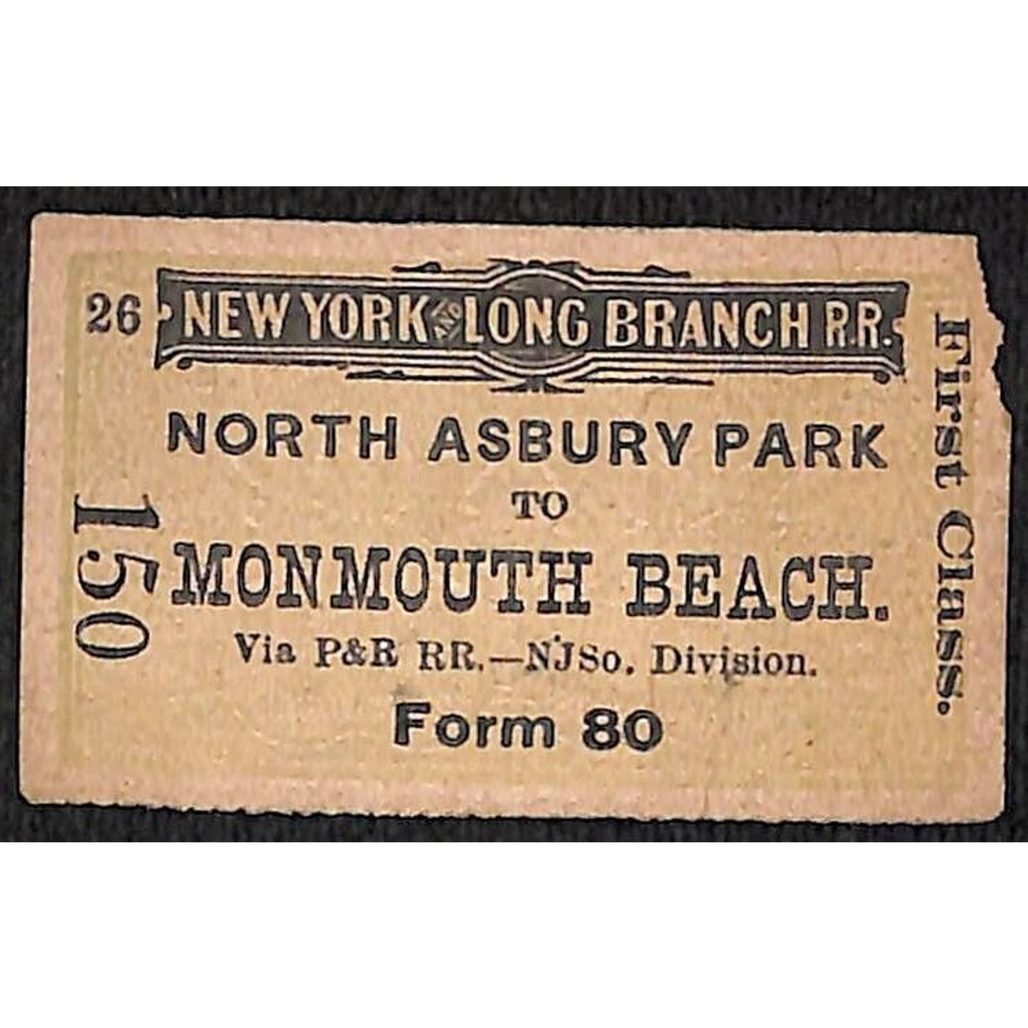 New York & Long Branch Railroad 1895 Monmouth Beach / North Asbury Park #150