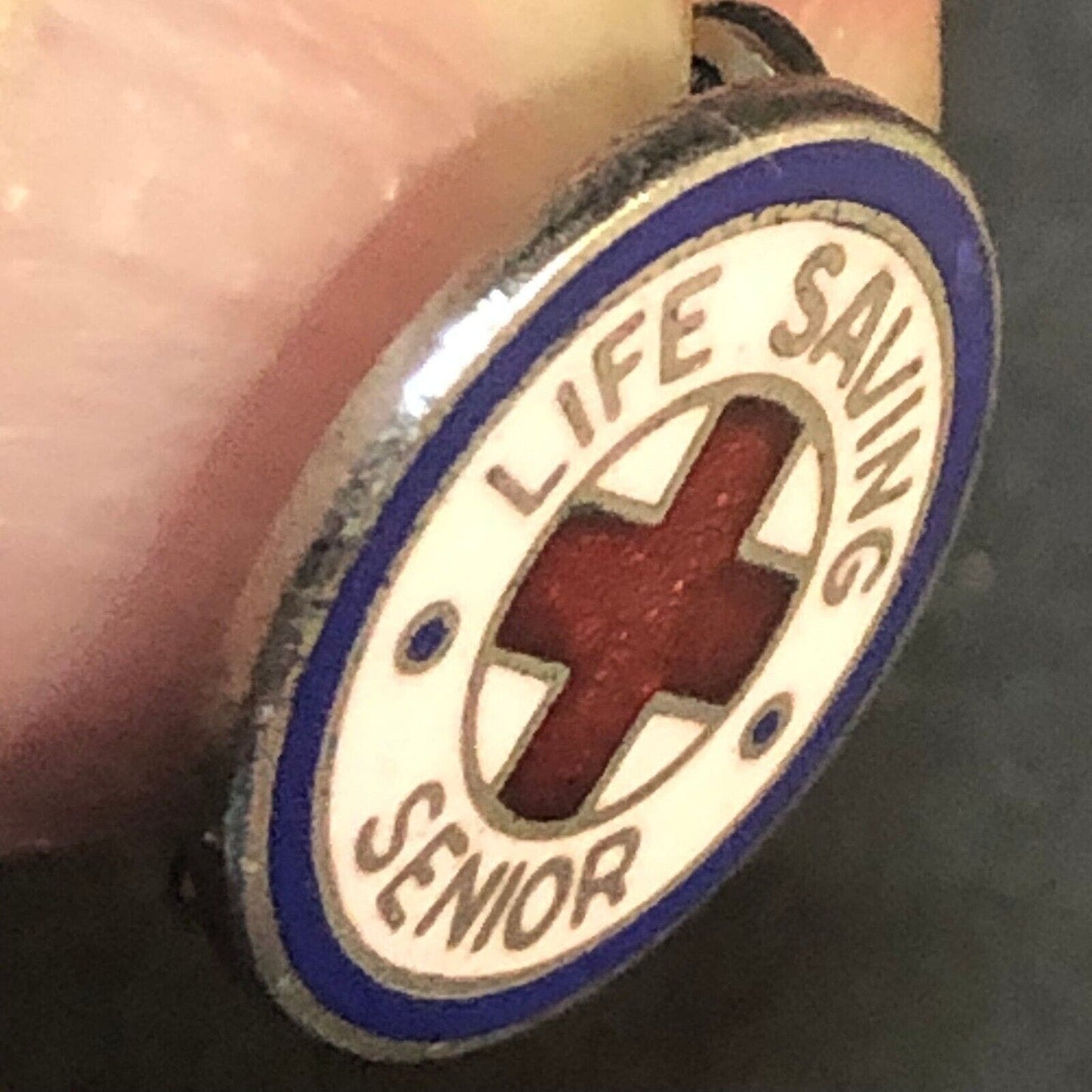 Red Cross Life Saving Senior Enameled / Enamel Lapel Pin 13mm c1940's-50's VGC