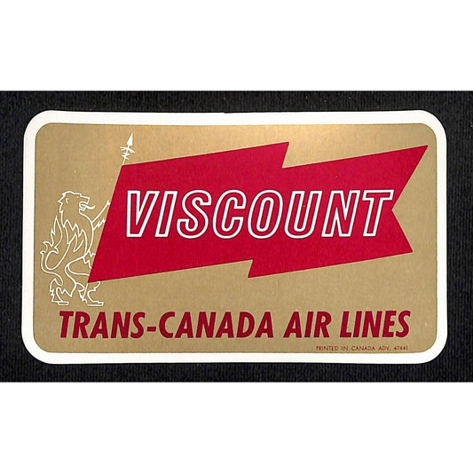 Viscount Trans-Canada Air Lines (1937-65) Luggage Label w/ Flag Lion