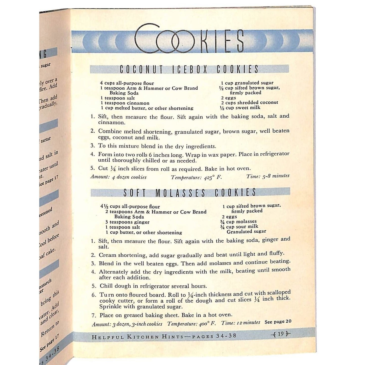 Arm & Hammer Baking Soda - "Successful Baking" Cook Book 1936 VGC 38pp