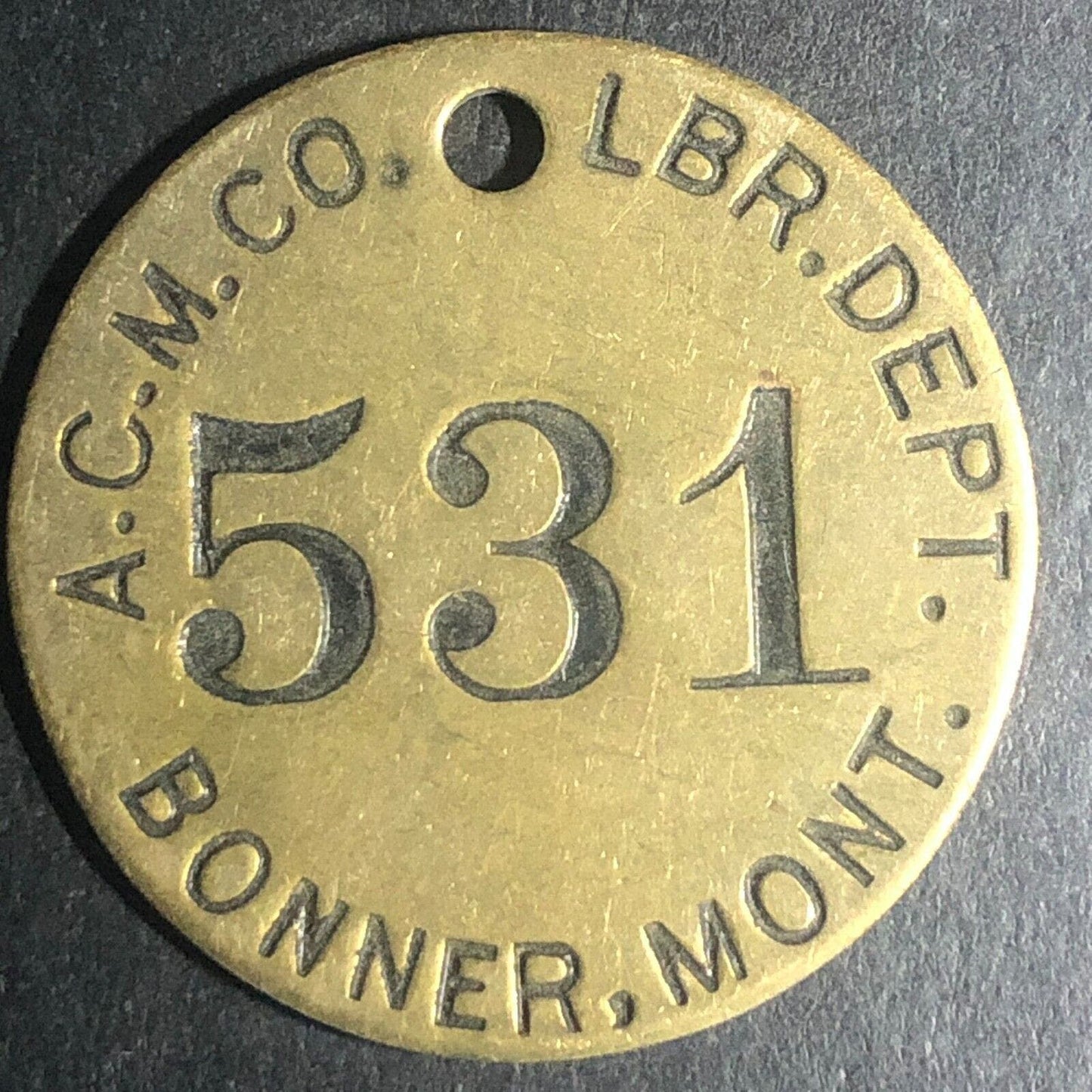 Anaconda Copper Mining Co. Bonner, MONT MT Brass Tool Check Tag #531 Scarce