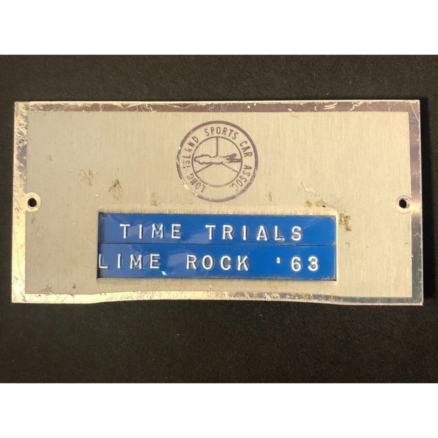 LISCA Long Island Sports Car 1963 Time Trails Lime Rock Alum Dash Wall Plaque