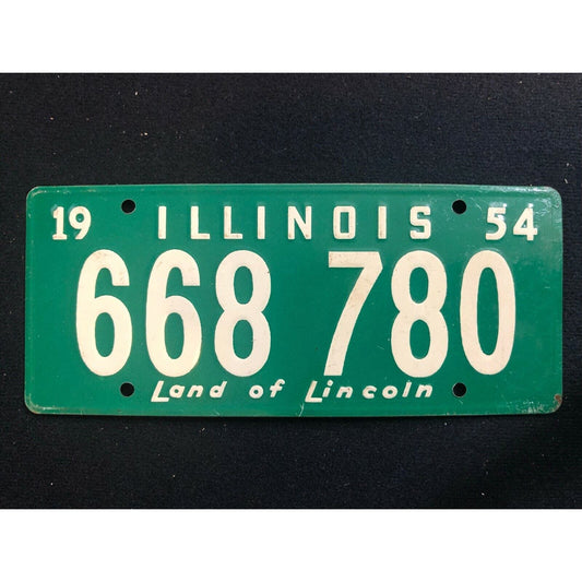 1953-54 General Mills Wheaties Tin Mini Bicycle License Plate - Illinois