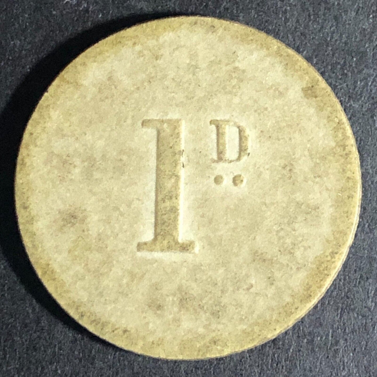 Leigh Transport Corporation 1d. Gray-ish Fiber Transit Token 25.5mm VGC Scarce