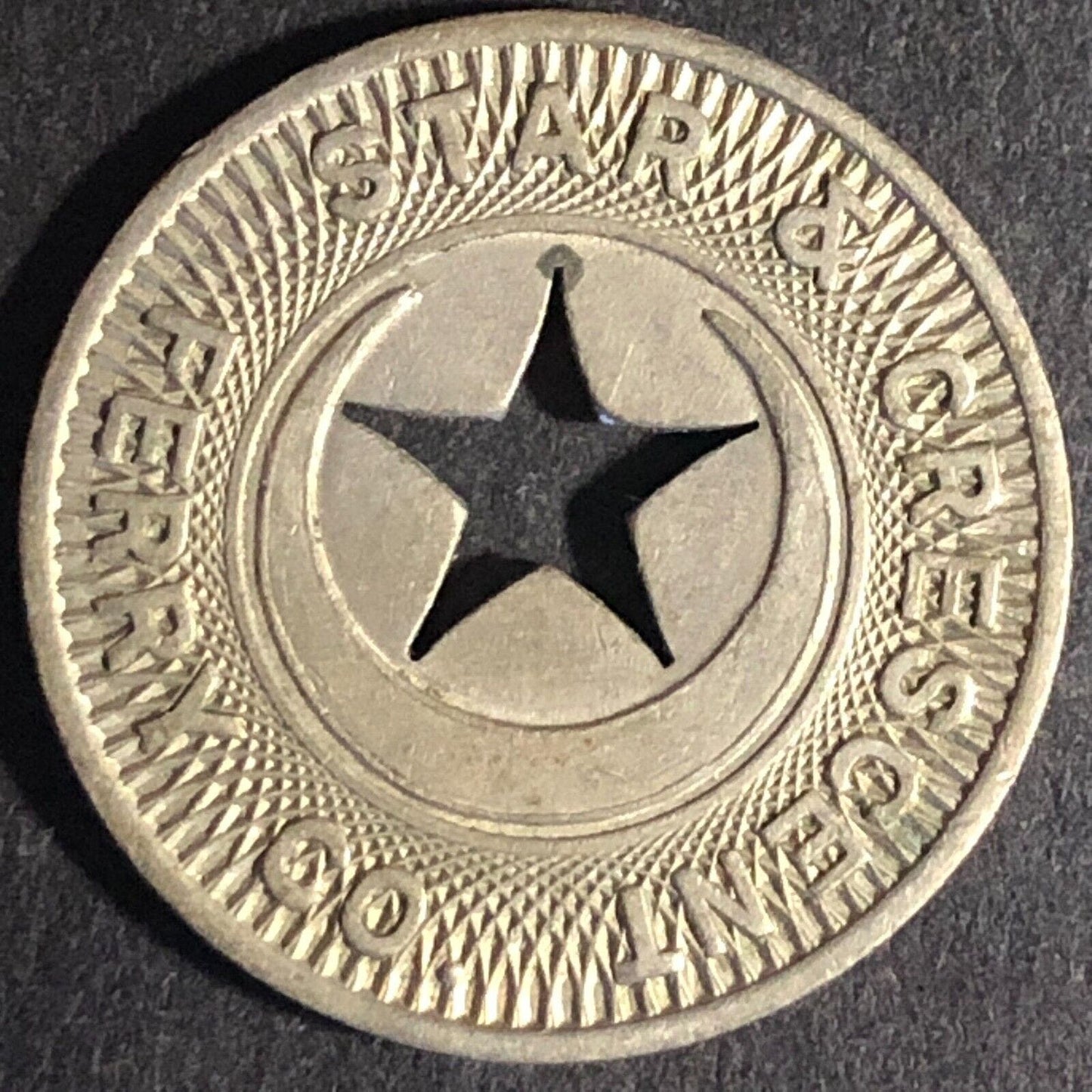 Star & Crescent Ferry CA WM G/F One Fare Transit Token 23mm