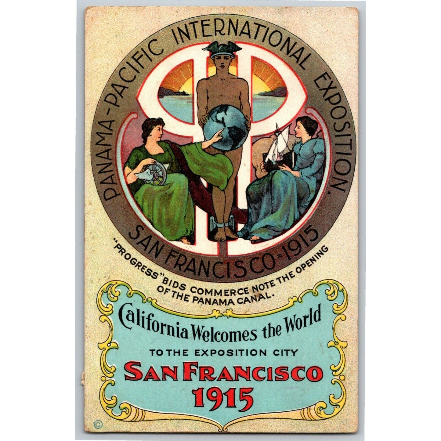 Vintage Postcard 1915 Panama Pacific Exposition "Progress Bids Commerce" (1)