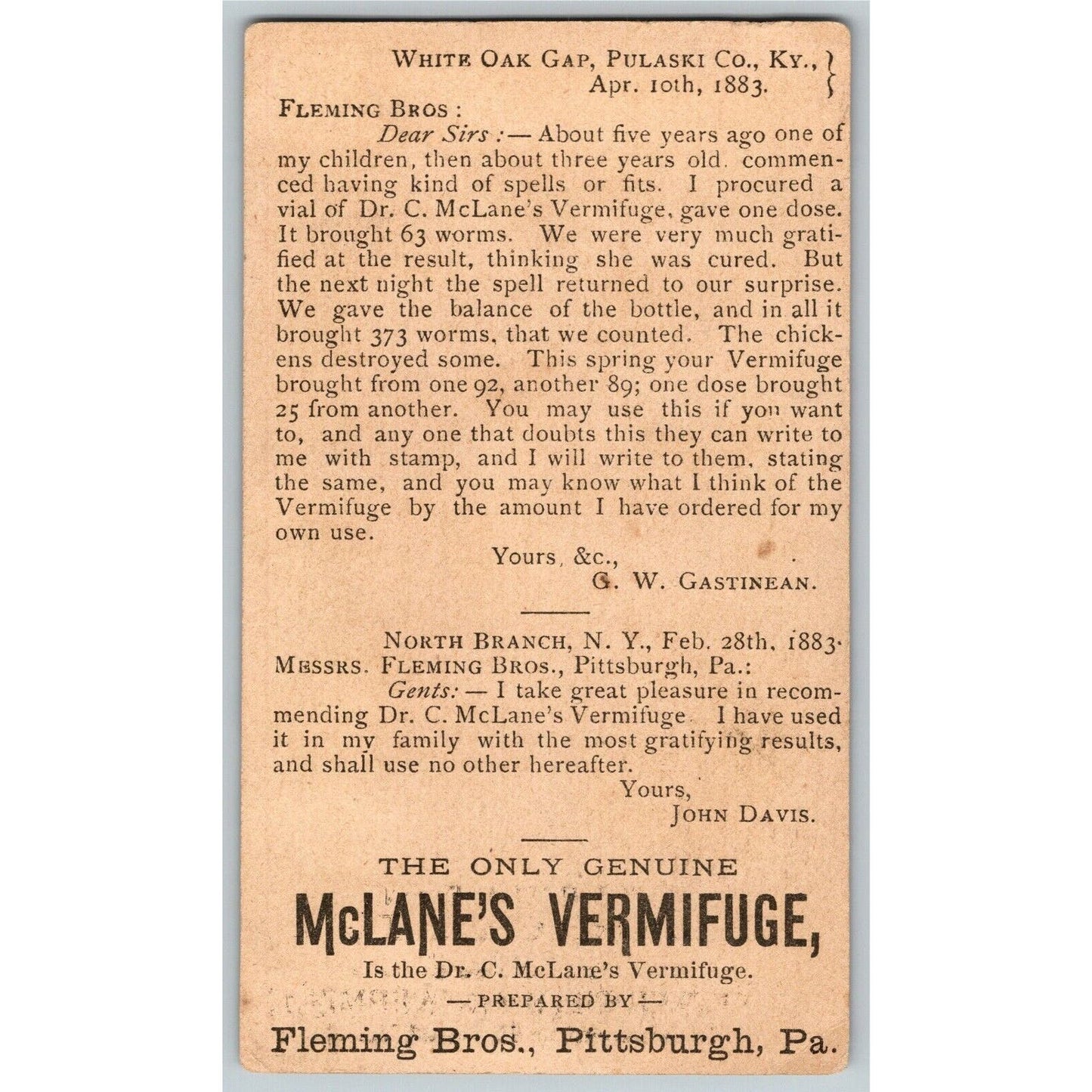 James F. Crane Druggist McLane's Liver Pills Richmond, VA Victorian Trade Card