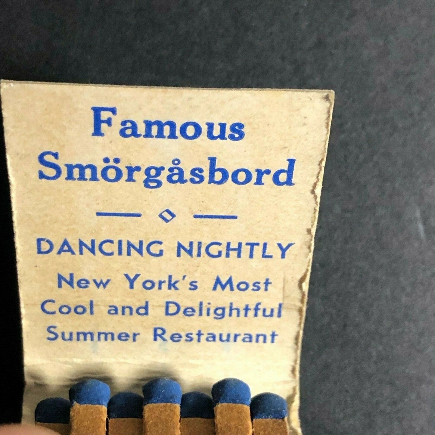 Scarce c1930's-40's Full MINI Matchbook Castleholm Swedish Restaurant NYC