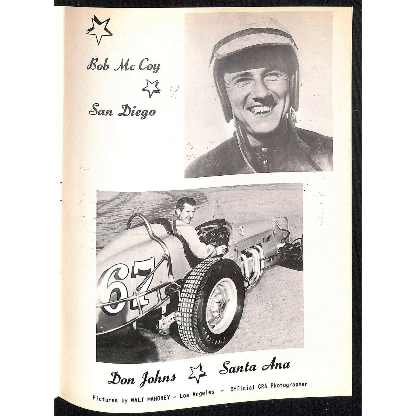 Scarce June 3 1961 Auto Racing CRA Big Car Program Ascot Gardena, CA 12pp