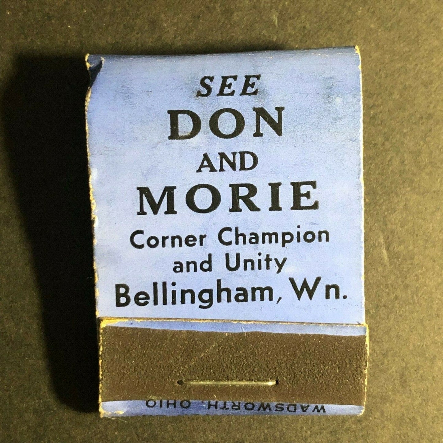 Scarce c1930's-40's Full MINI Matchbook Don and Morie Bellingham, "WN"