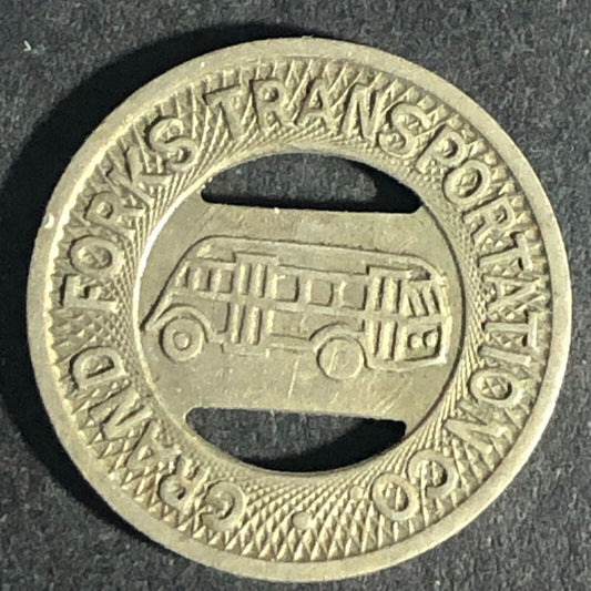 Grand Forks Transportation Co. G/F One City Fare Bus Transit Token 16.43mm