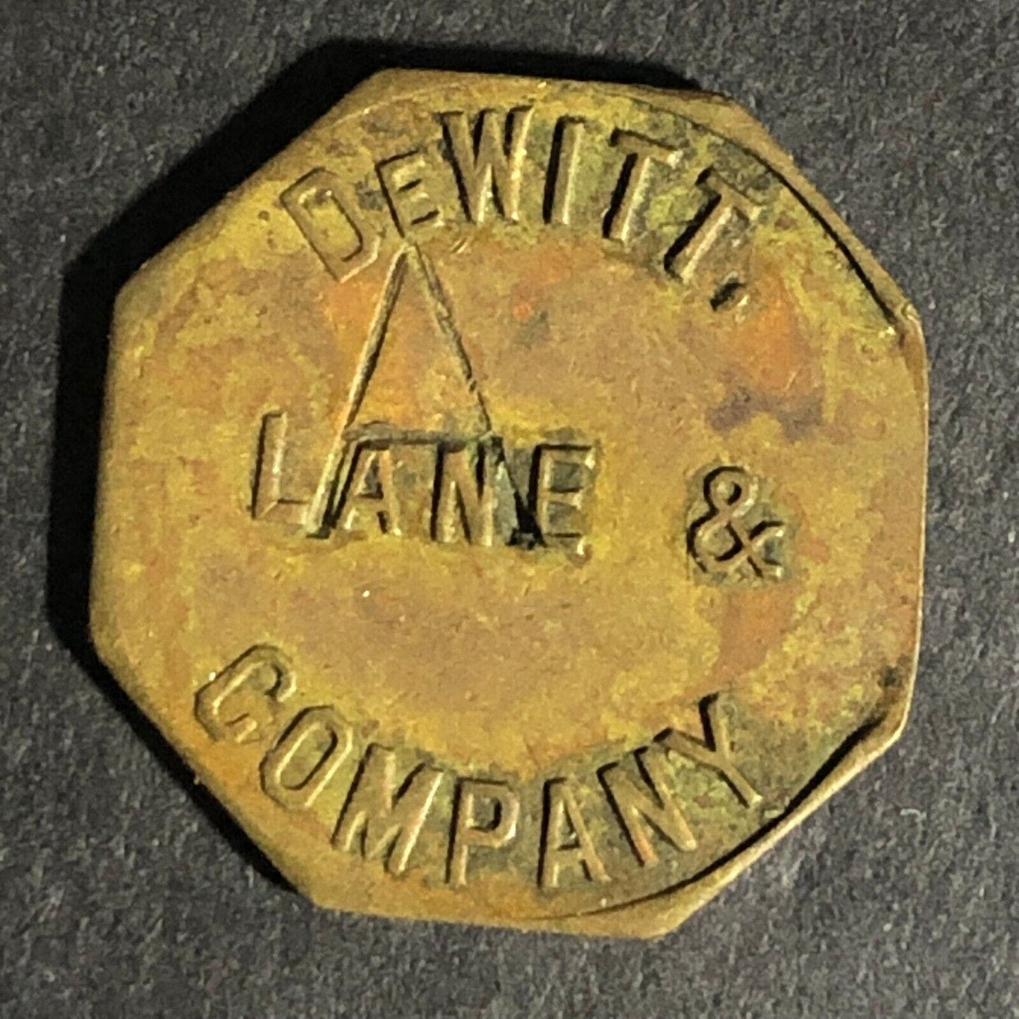 DeWitt Lane & Company (Goldsboro, MD) "1 BKT." Brass Token Octagon 19.29mm