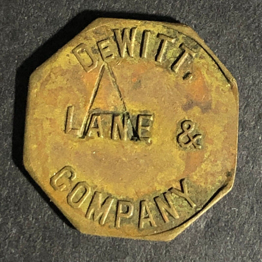 DeWitt Lane & Company (Goldsboro, MD) "1 BKT." Brass Token Octagon 19.29mm