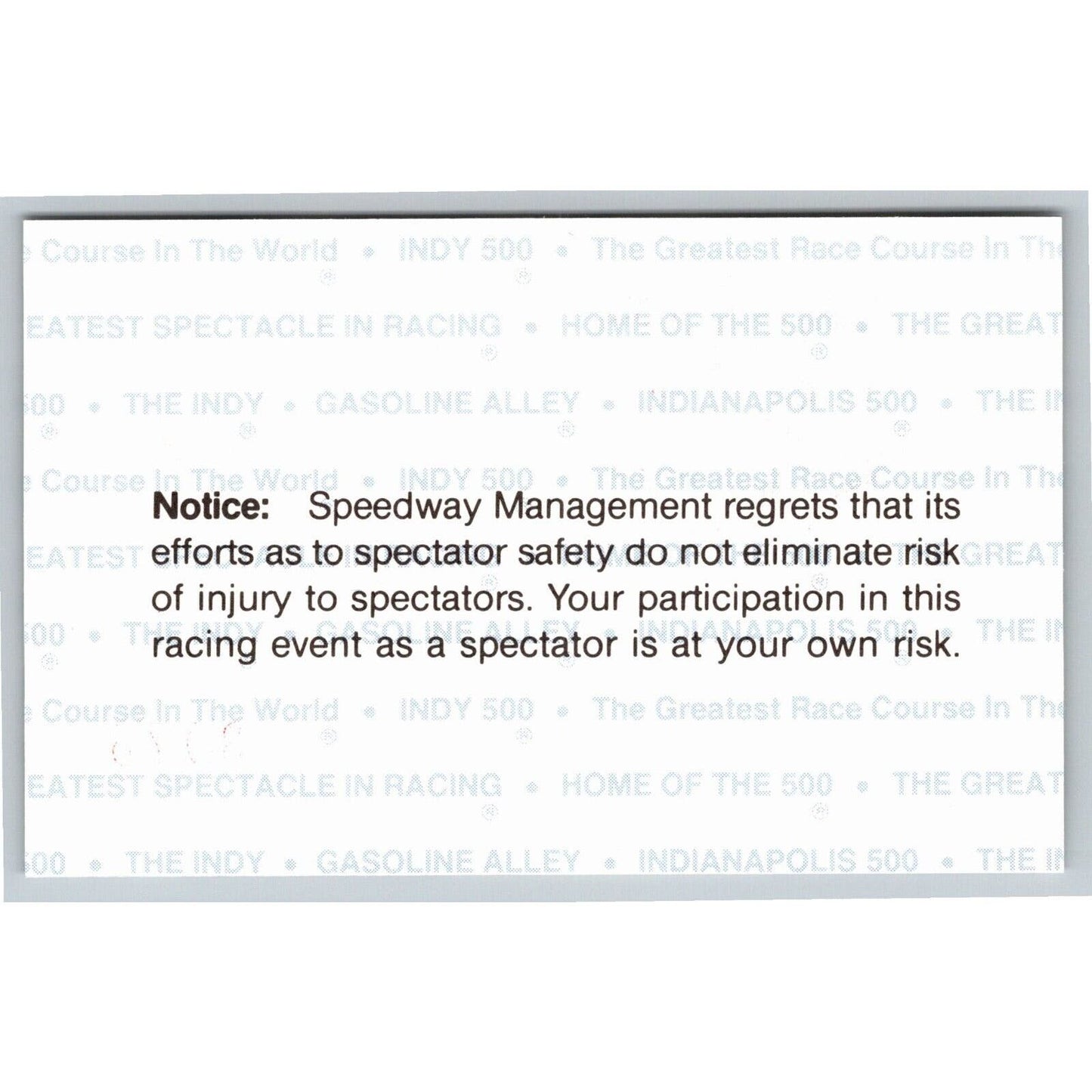 1998 Indy 500 Practice Day Grounds Admission Comp Ticket Pass Card IMS #3075 VGC