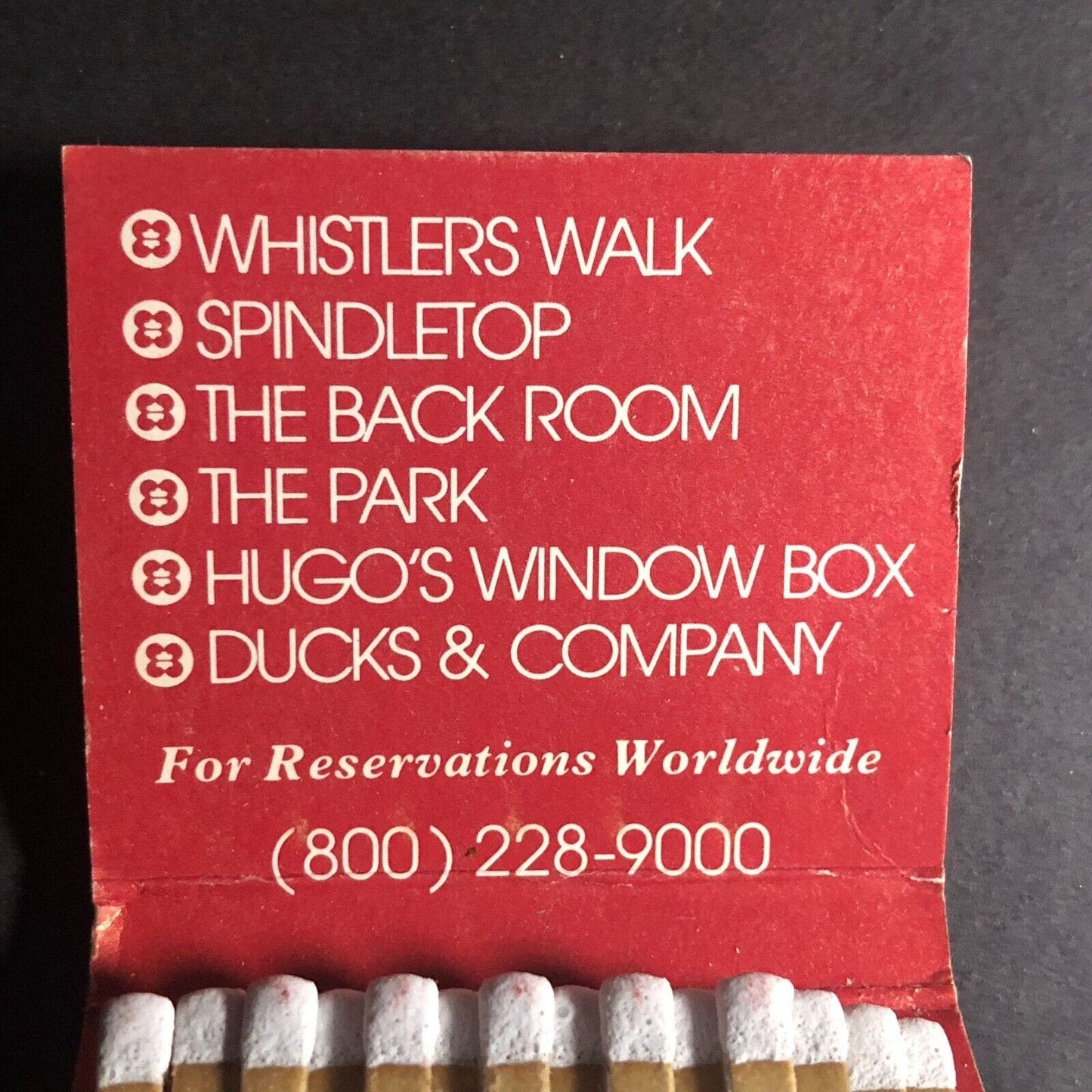 The Back Room Restaurant Hyatt Regency Houston Matchbook c1980's