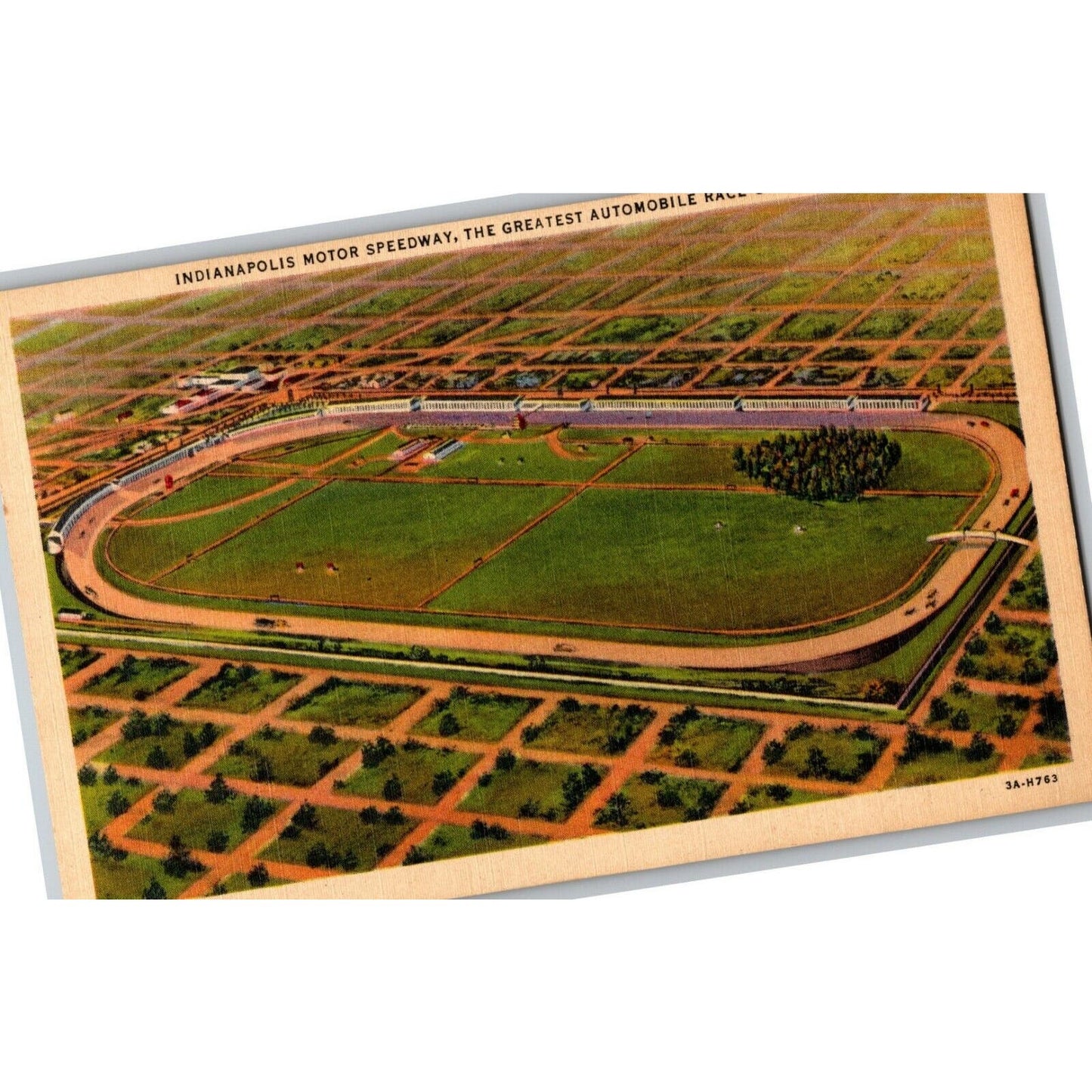 Indy 500 Linen Postcard 1930 "The Greatest Automobile Race Course" NP Koch News