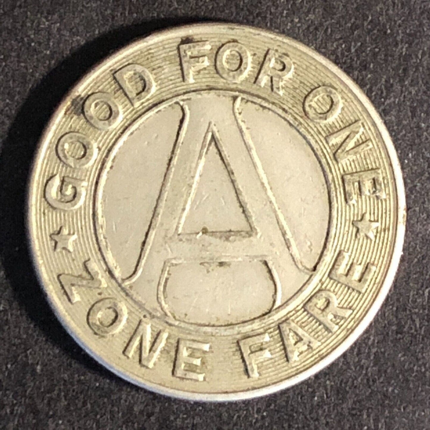 Auch Inter-Borough Transit Co. (Conshohocken PA) WM G/F One Zone Fare Token 19mm