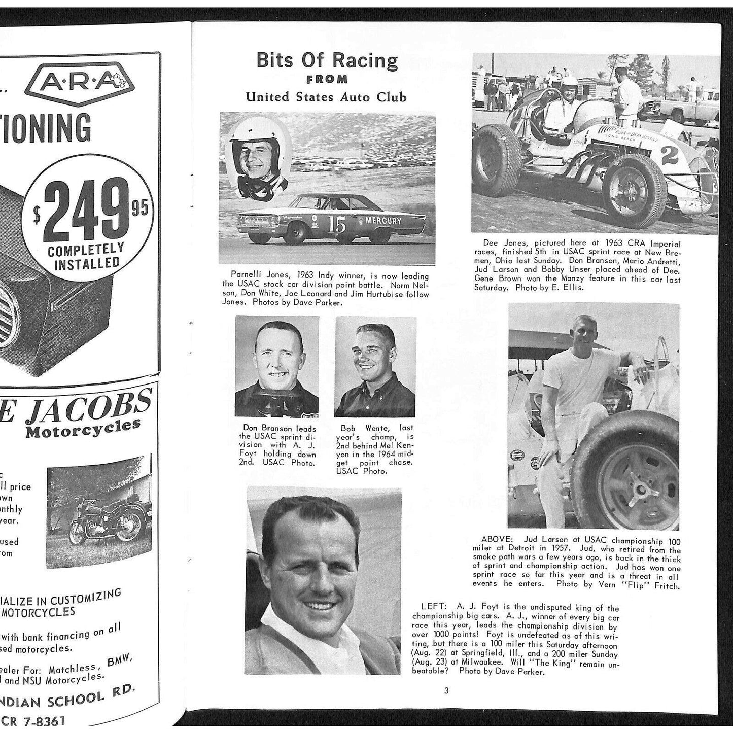 Scarce Aug 22 1964 USAC Auto Racing Program Manzanita Raceway Manzy Mag 20p