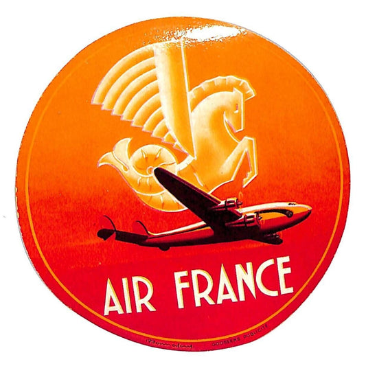Air France Luggage Label 3 5/8" Winged Seahorse / "Pegasus" VGC