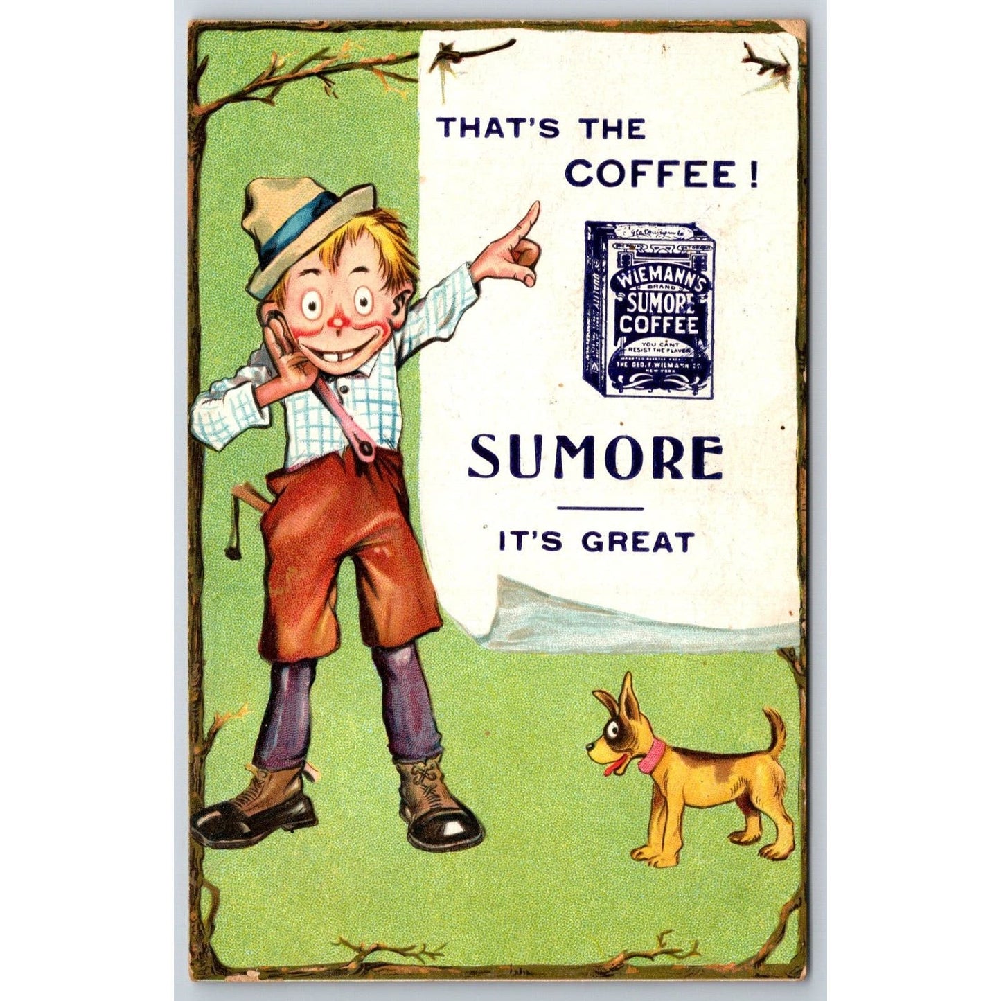 Wiemann's Sumore Coffee Advertising Postcard PM 1917 Scarce VGC