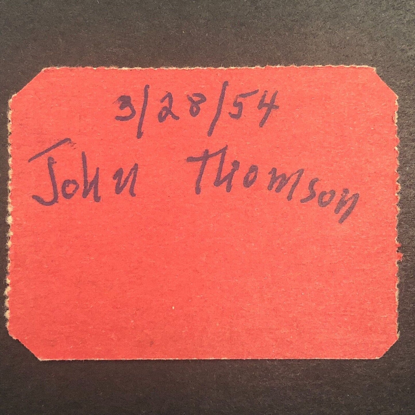 Sam Nunis Speedway Reading Auto Racing Rain Check Ticket 3/28 1954 John Thomson
