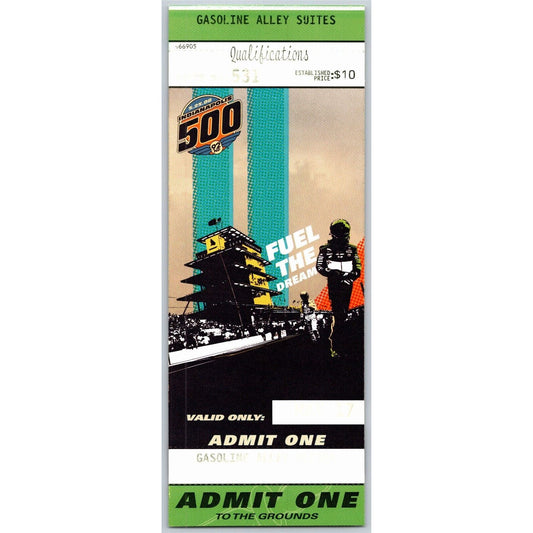 2008 Indy 500 5/17 Qualifications Gasoline Alley Suites Ticket Stub - IMS