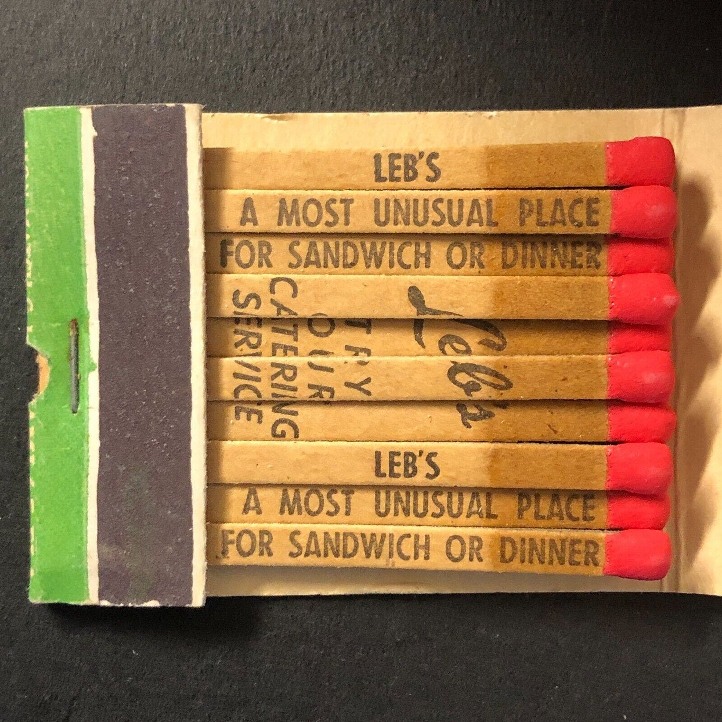 Leb's Pigalley Restaurant Atlanta, GA Full Matchbook Printed Sticks c1950's
