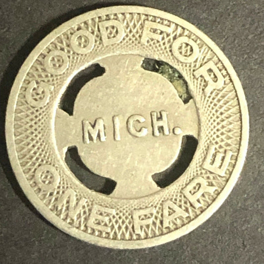 c1930-40's 16mm Benton Harbor & St. Joe G/F One Fare Brass Token MI