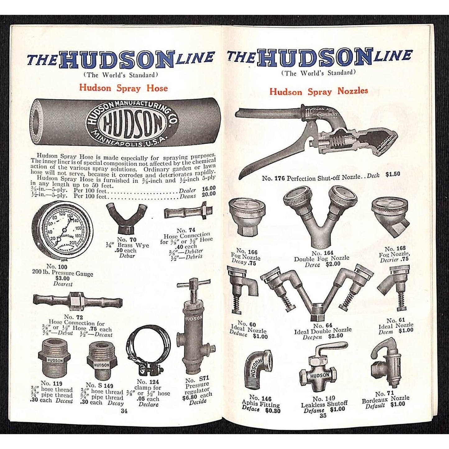 Hudson Sprayers Catalog Booklet 1926 44pp Illustrations Prices Part Nos. Scarce