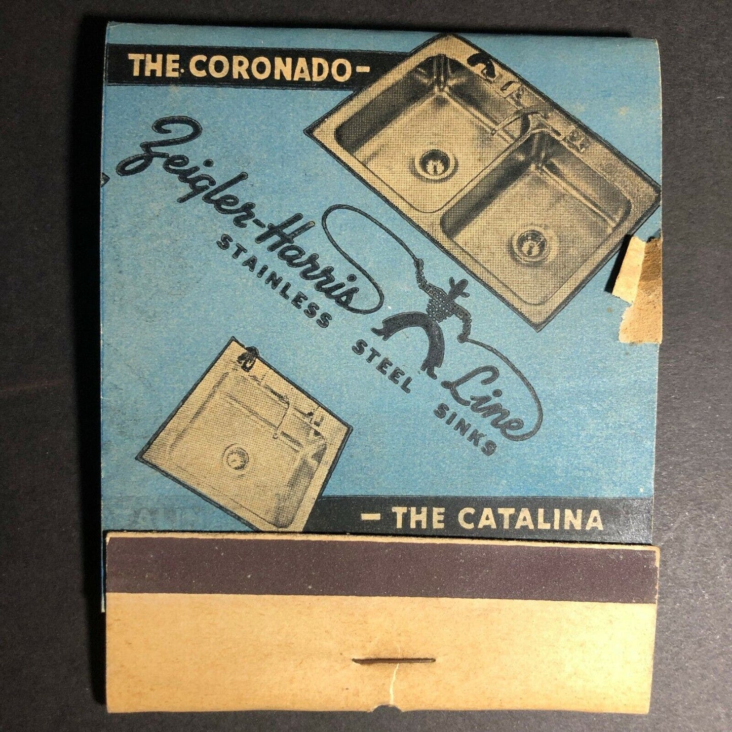 Scarce c40's Full GIANT FEATURE Matchbook Zeigler Harris SS Sinks Burbank